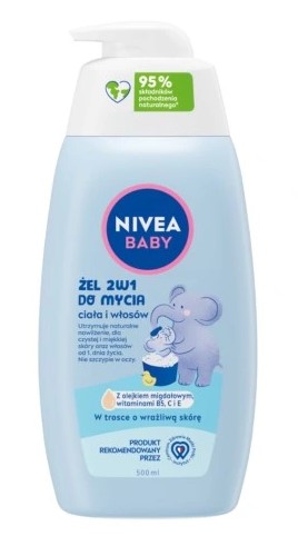 Gel de spălare pentru corp și păr NIVEA Baby 2 în 1 500ml