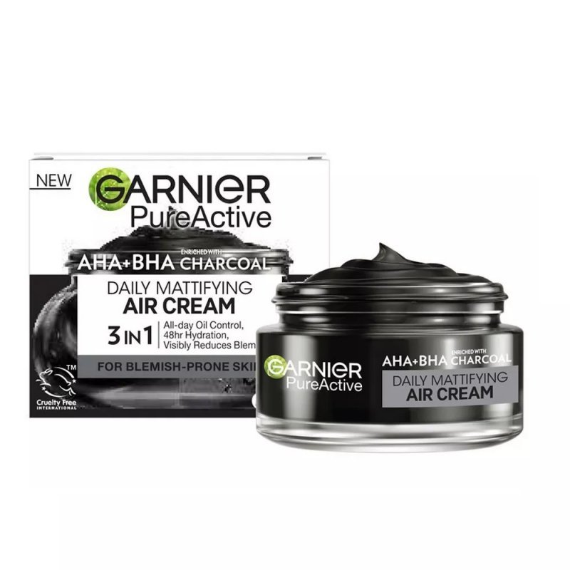 Garnier Pure Active AHA + BHA + Charcoal Light Mattifying Cream 50ml