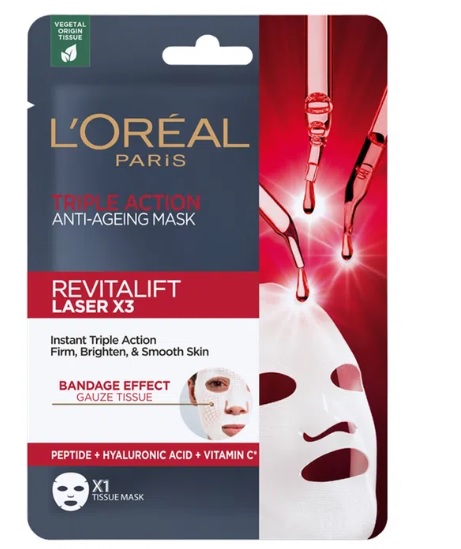 Loreal Revitalift Laser x3 Mască anti-îmbătrânire cu acțiune triplă într-o mască de foi