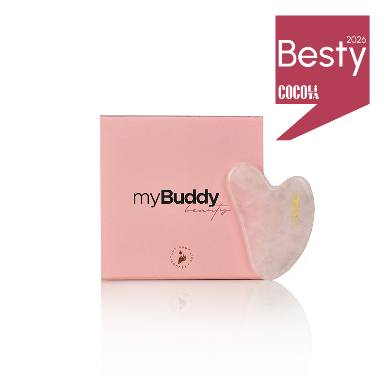 myBuddy Gua Sha Masaj facial cu piatră de masaj facială cu cuarț roz