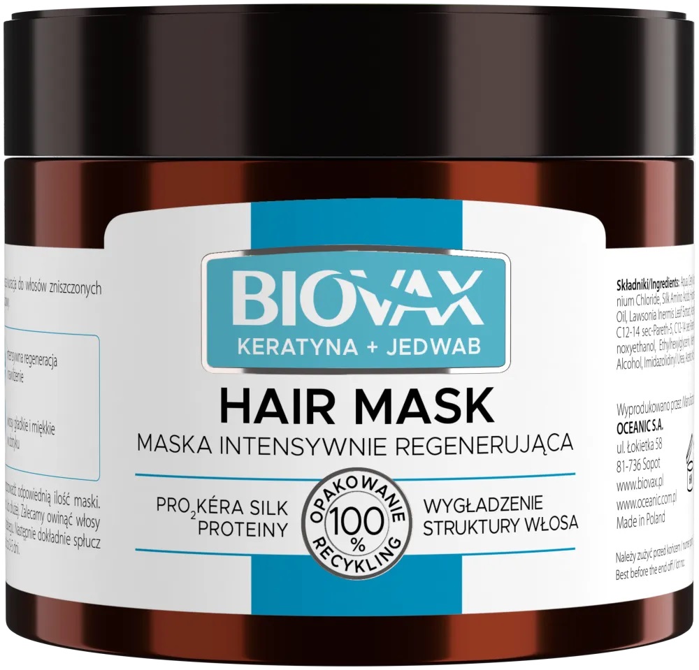 Biovax Keratin+Silk Intensive Regenerating Hair Mask 250ml