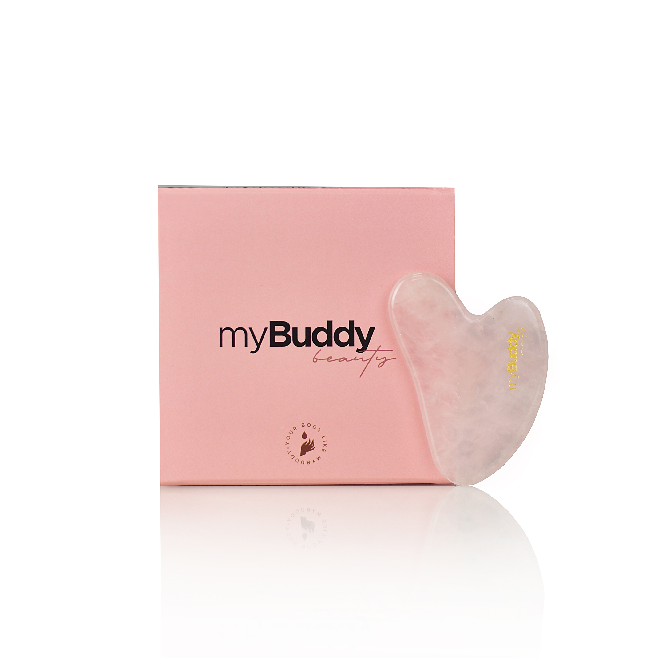 myBuddy Gua Sha Masaj facial cu piatră de masaj facială cu cuarț roz