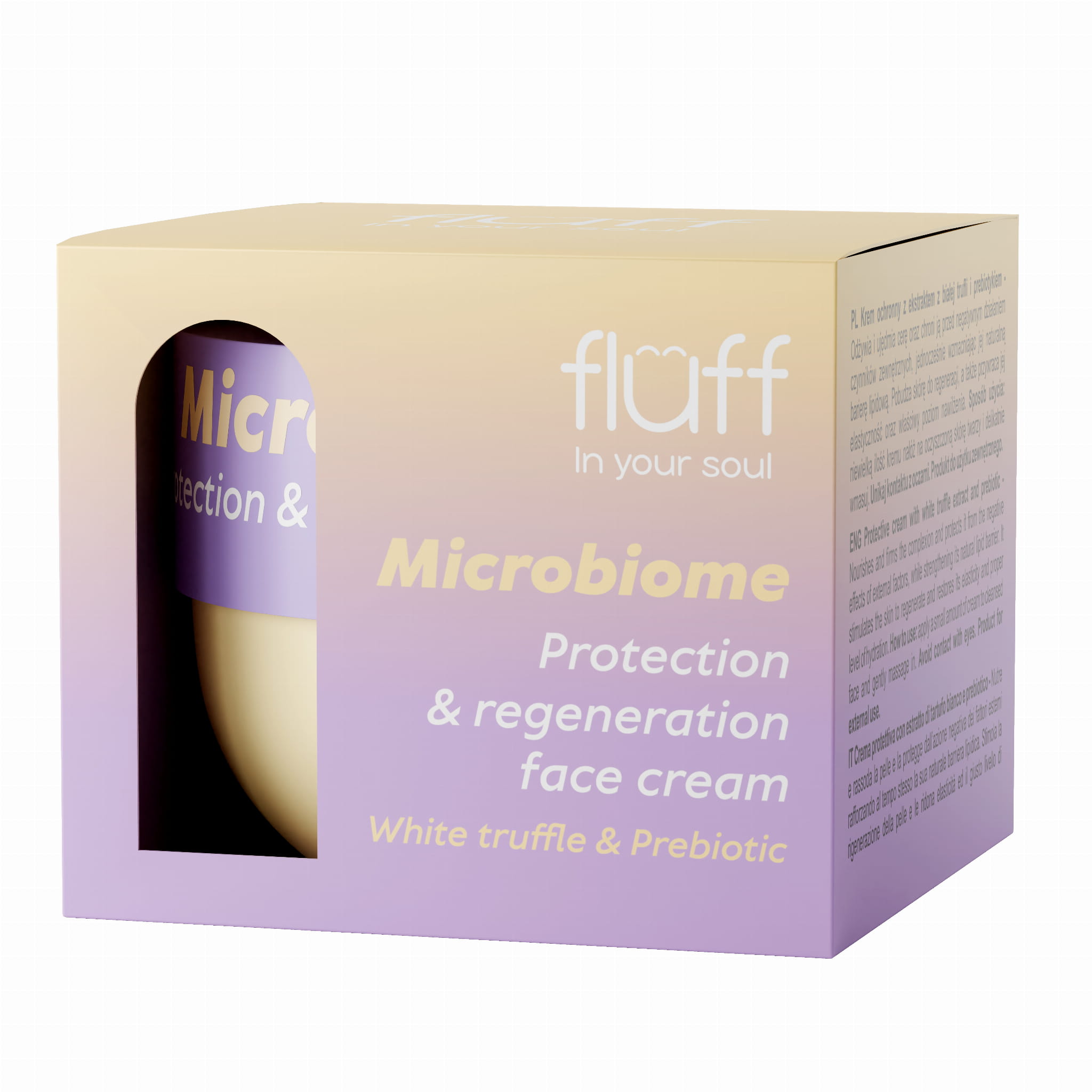 Cremă de față protectoare Fluff cu trufe albe și prebiotice 50ml