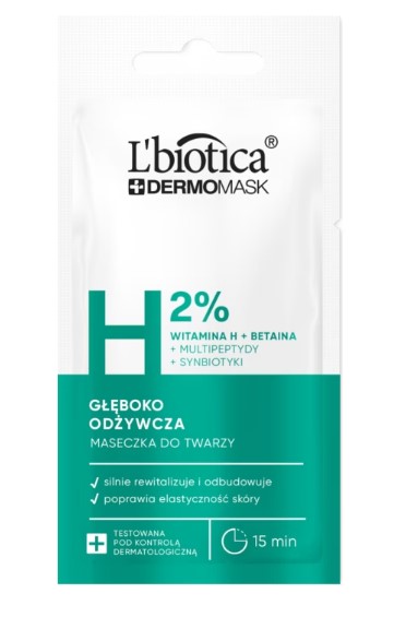 Lbiotica Dermomask Dermomask Mască de față profund hrănitoare cu vitamina H 8ml
