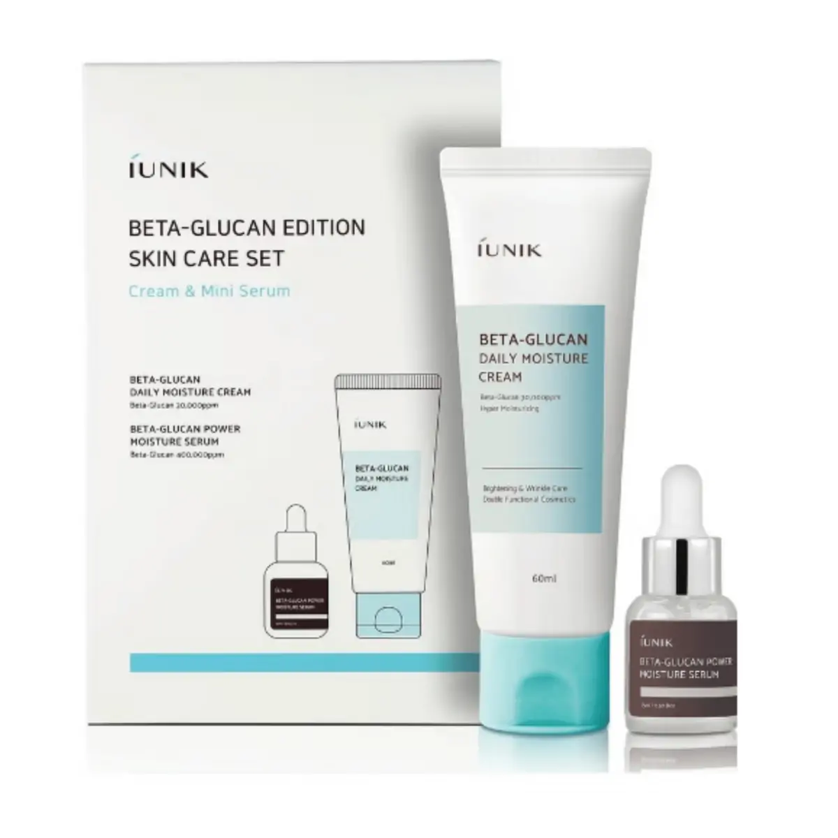 iUNIK Set de dimensiuni de călătorie Beta-Glucan Cream + Serum