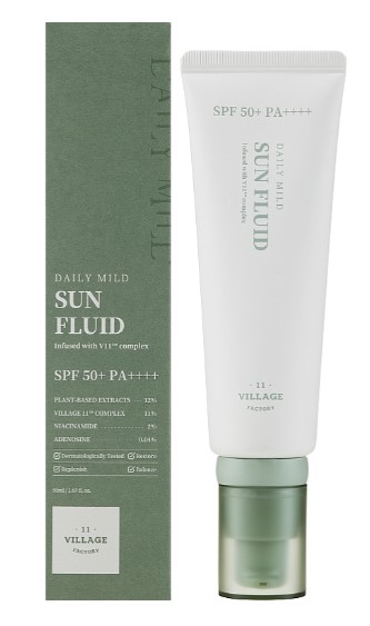 Village 11 Factory Daily Mild Sun Fluid protecție solară ușoară SPF50 50ml