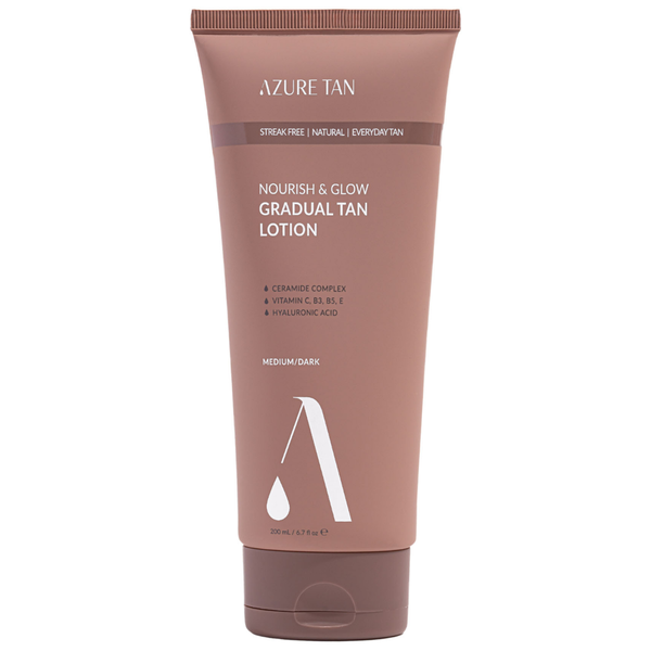 Azure Tan Nourish & Glow Loțiune de bronzare graduală pentru corp Medium/Dark 200ml