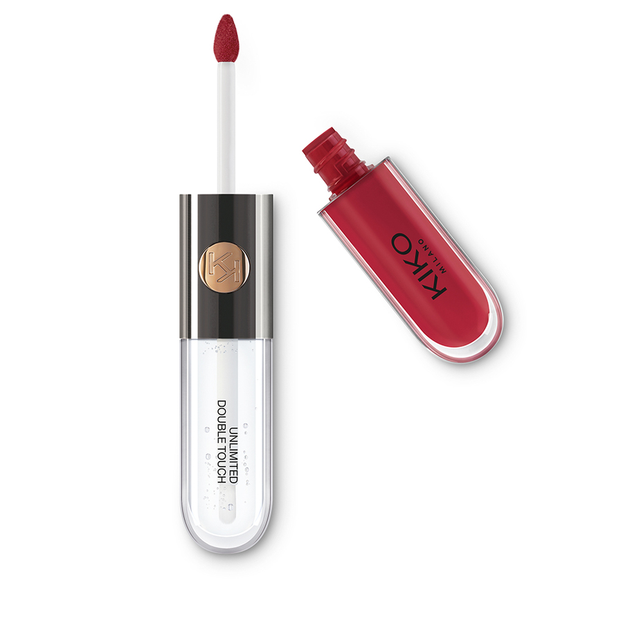 KIKO Milano Unlimited Double Touch ruj lichid în doi pași 108 Satin Currant Red 6ml