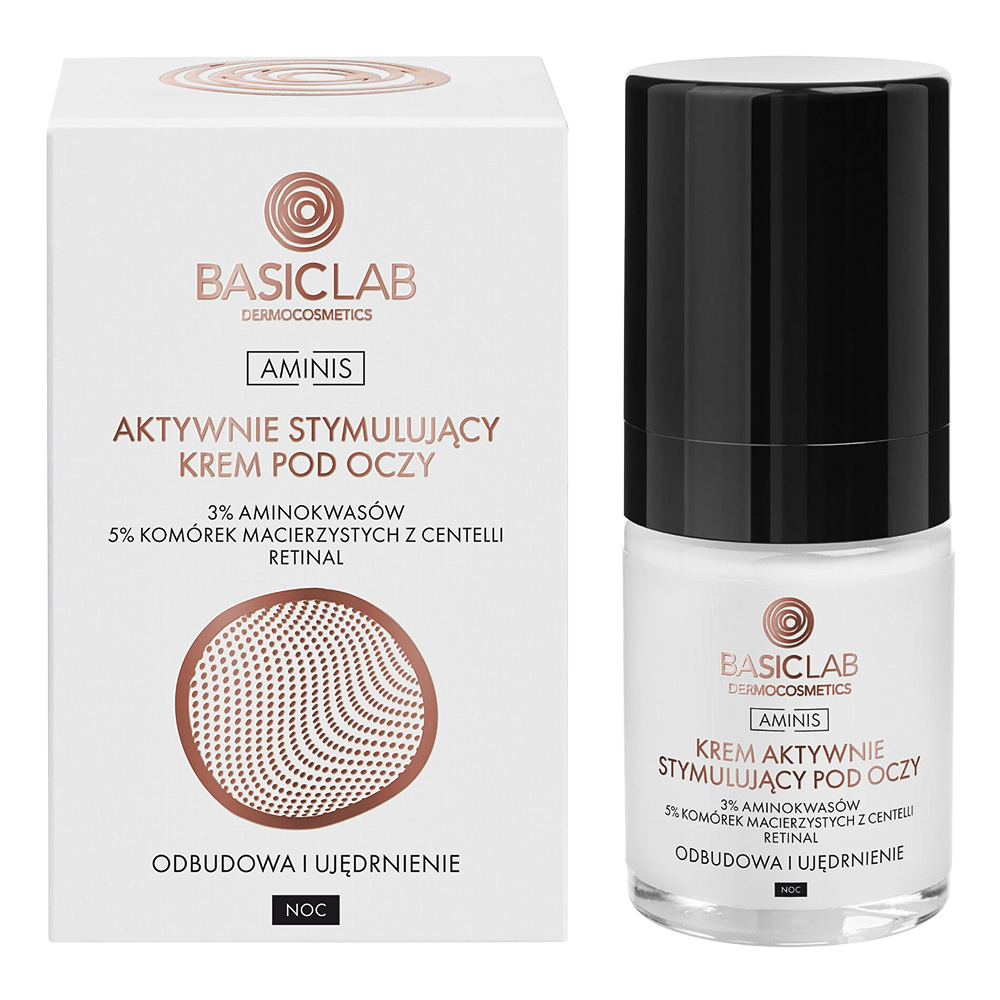 BasicLab Aminis Aminis Active Stimulating Eye Cream Cremă de noapte de recuperare și fermitate 18ml