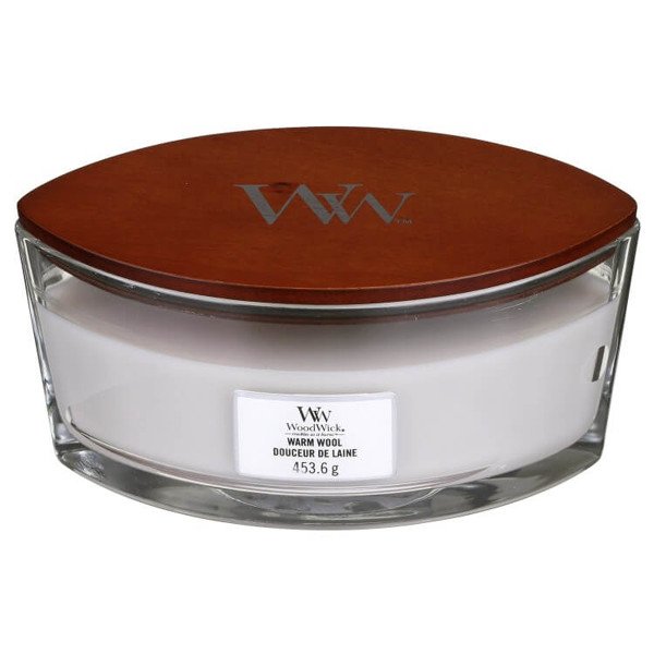 Lumânare WoodWick Ellipse Warm Wool Candle