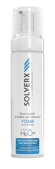 Solverx Deep H2O+ Spumă pentru spălarea și demachierea feței 200ml
