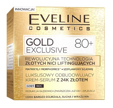 Eveline Gold Exclusive Cremă-ser reconstructiv cu aur de 24K 80+ 50ml