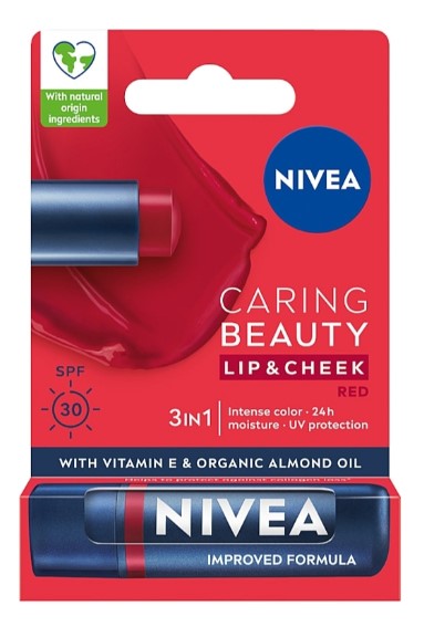 NIVEA Caring Beauty Ruj 3in1 Roșu