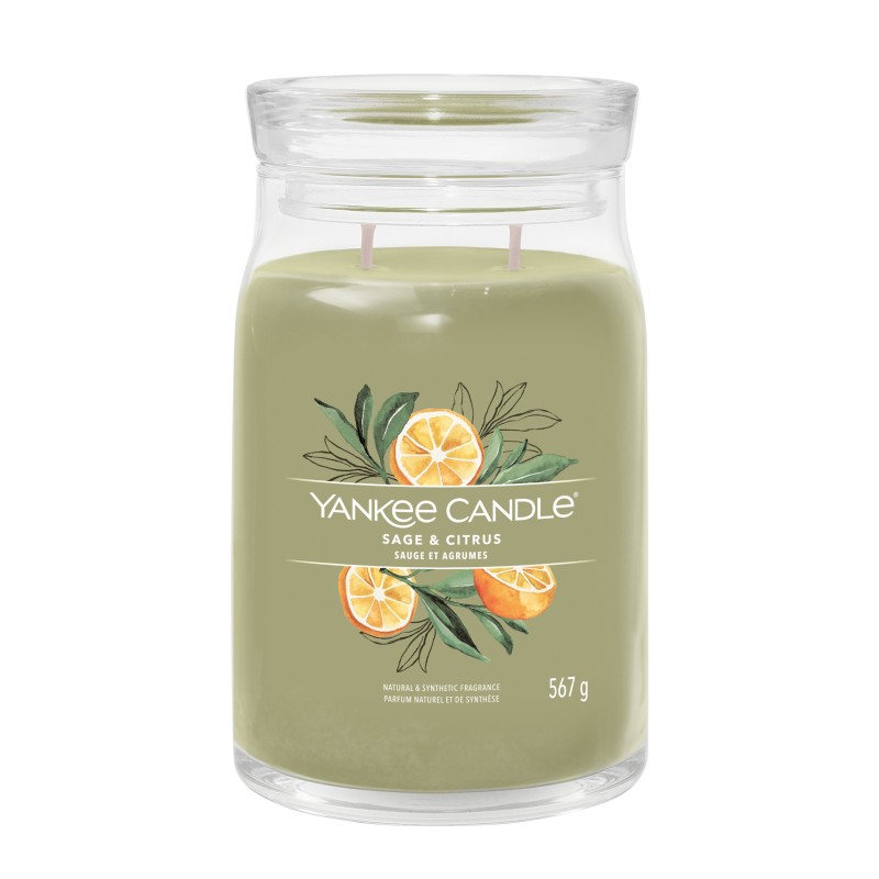 Lumânare Yankee Candle Signature Candle într-un borcan mare cu două fitiluri Sage & Citrus
