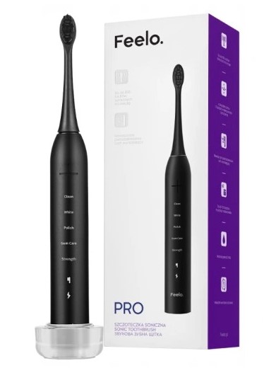 Periuță de dinți FEELO Pro Sonic cu husă de călătorie negru