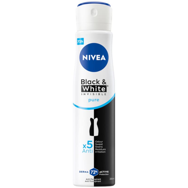 Spray antiperspirant NIVEA Black & White Pure, 250 ml