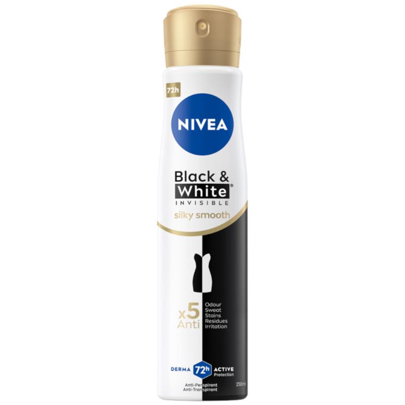 NIVEA Black & White Silky Smooth Antiperspirant Spray, 250 ml
