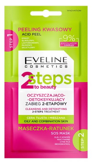 Eveline 2 Steps to Beauty Tratament purificator și detoxifiant în 2 pași
