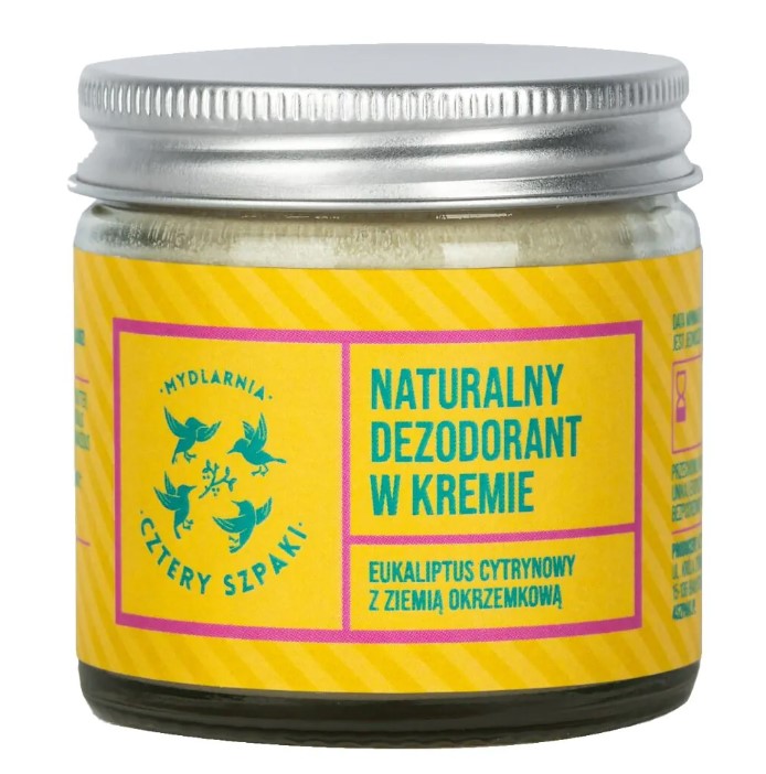 Mydlarnia Cztery Szpaki Deodorant natural în cremă Eucalipt Lămâie cu pământ de diatomacee 60ml