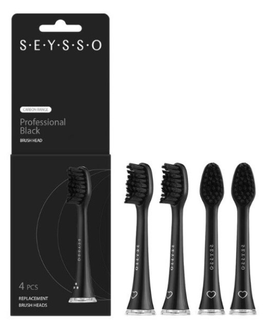 SEYSSO Carbon Range Sonic Periuță de dinți capete 4 buc negru