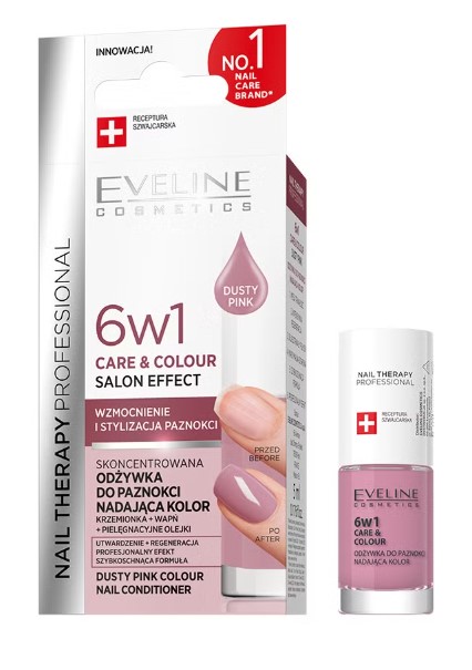Eveline balsam de unghii 6in1 roz prăfuit