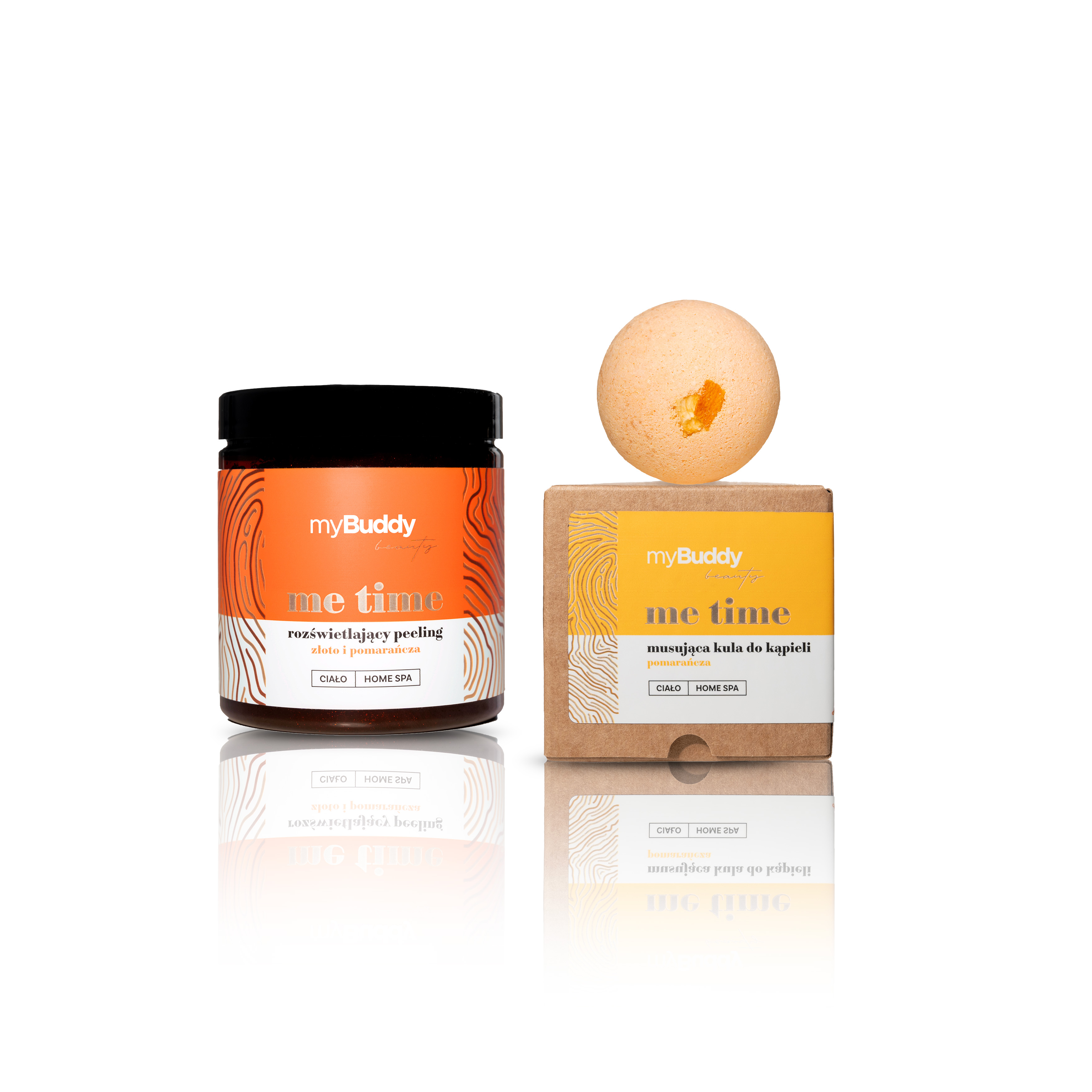 Set myBuddy ORANGE RELAX Peeling + minge de baie portocalie