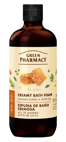 Green Pharmacy Spumă de baie cremoasă cu miere de Manuka și ulei de măsline 500ml