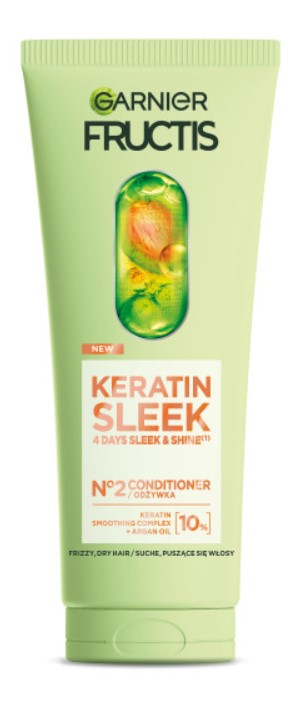 Garnier Fructis Keratin Sleek Balsam pentru păr uscat și creț 200ml