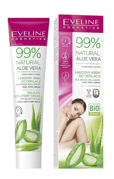 Eveline 99% natural Aloe Vera cremă delicată de epilat 125ml