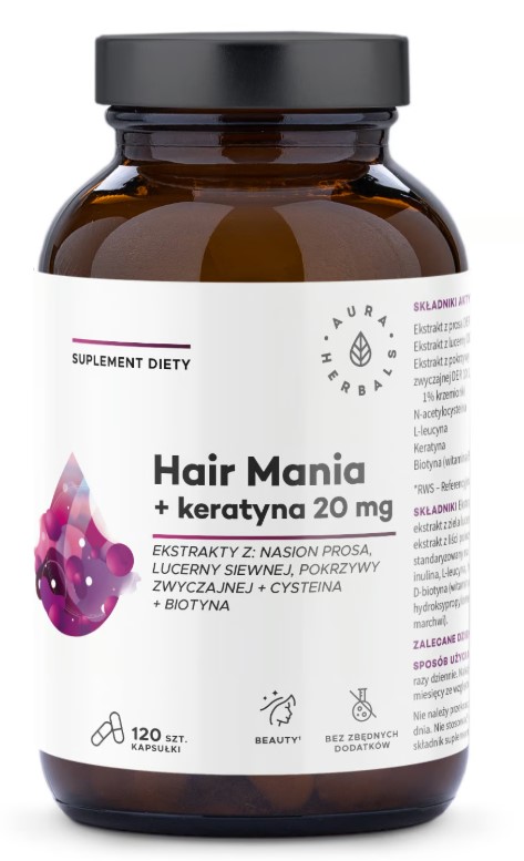 Aura Herbals Hair Mania + Keratin 20mg Supliment alimentar 120 Capsule