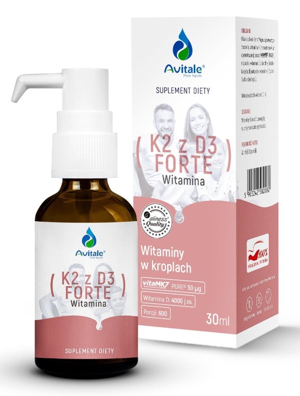 Avitale Vitamina K2 cu D3 Forte Supliment alimentar în picături 30ml