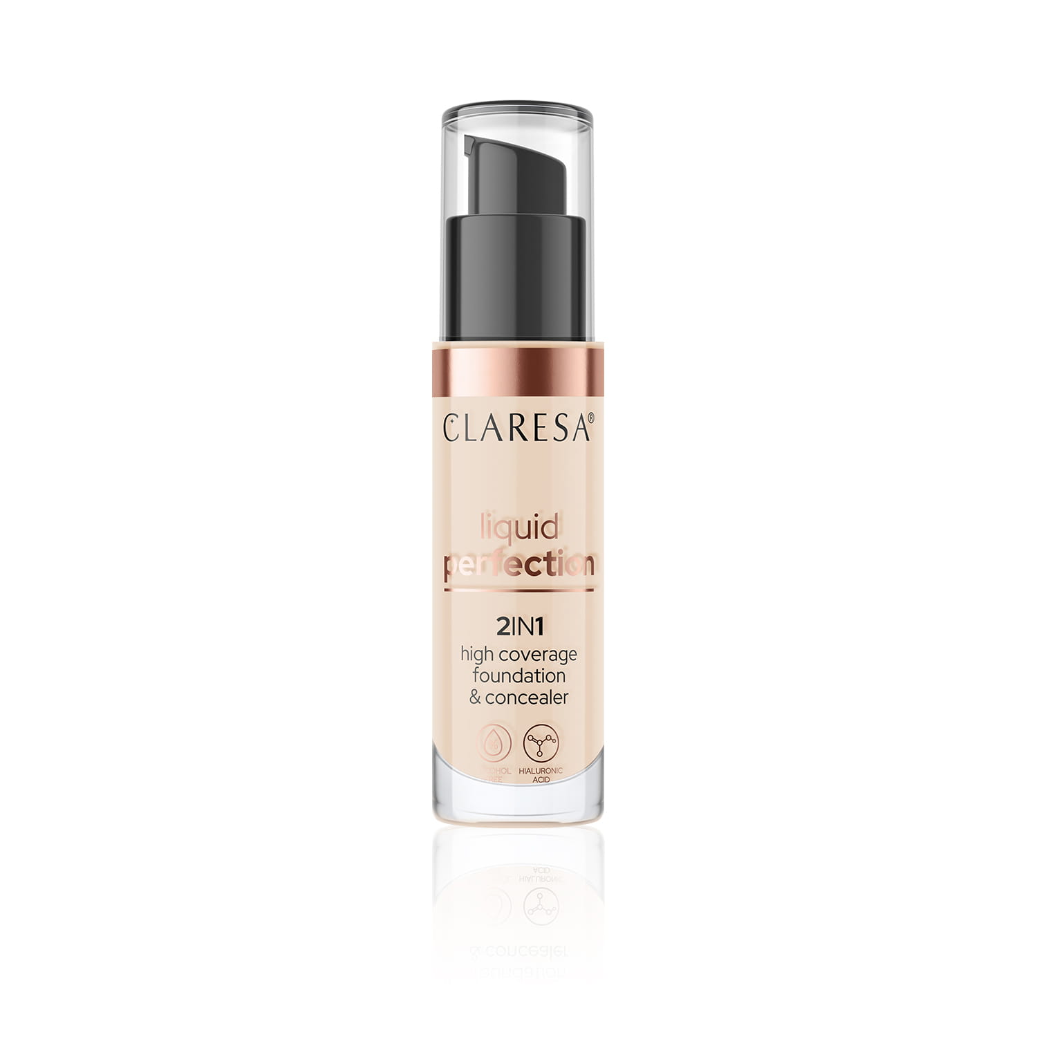 Claresa Liquid Perfection 2 în 1 fond de ten și corector 102 Warm Medium 34g