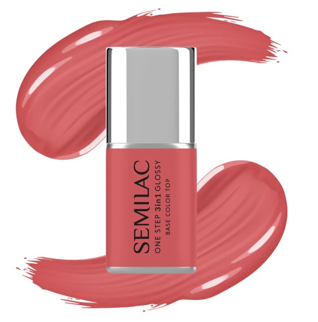 Lac hibrid 3 în 1 Semilac One Step S690 Coral Pink