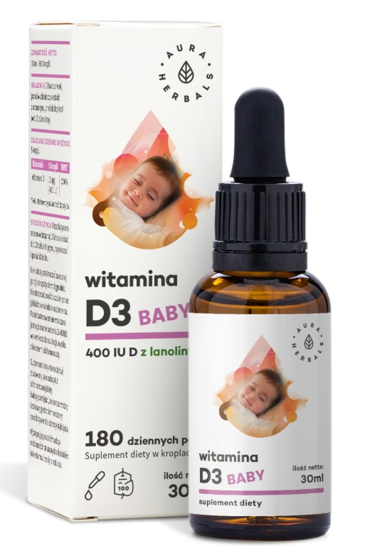 Aura Herbals Vitamina D3 400 UI Supliment alimentar pentru copii 30ml