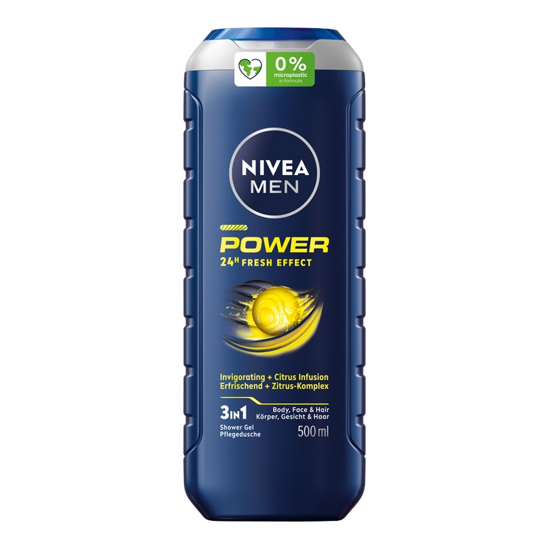 NIVEA Men Power 24h Fresh Effect Gel de duș 3in1 500ml