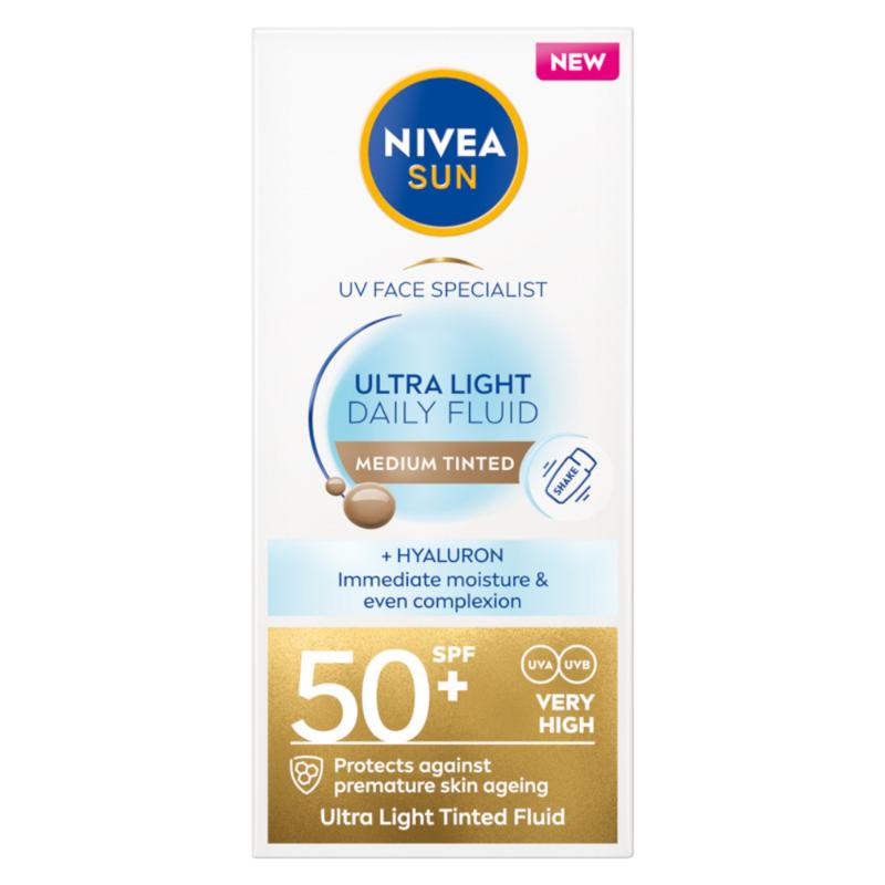 NIVEA Sun Ultra Light Daily Fluid SPF50+ Medium Tinted 40ml