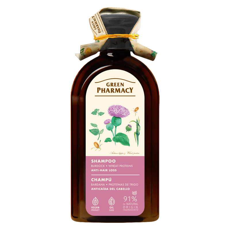 Șampon de farmacie verde împotriva căderii părului Burduf și proteine de grâu 350ml