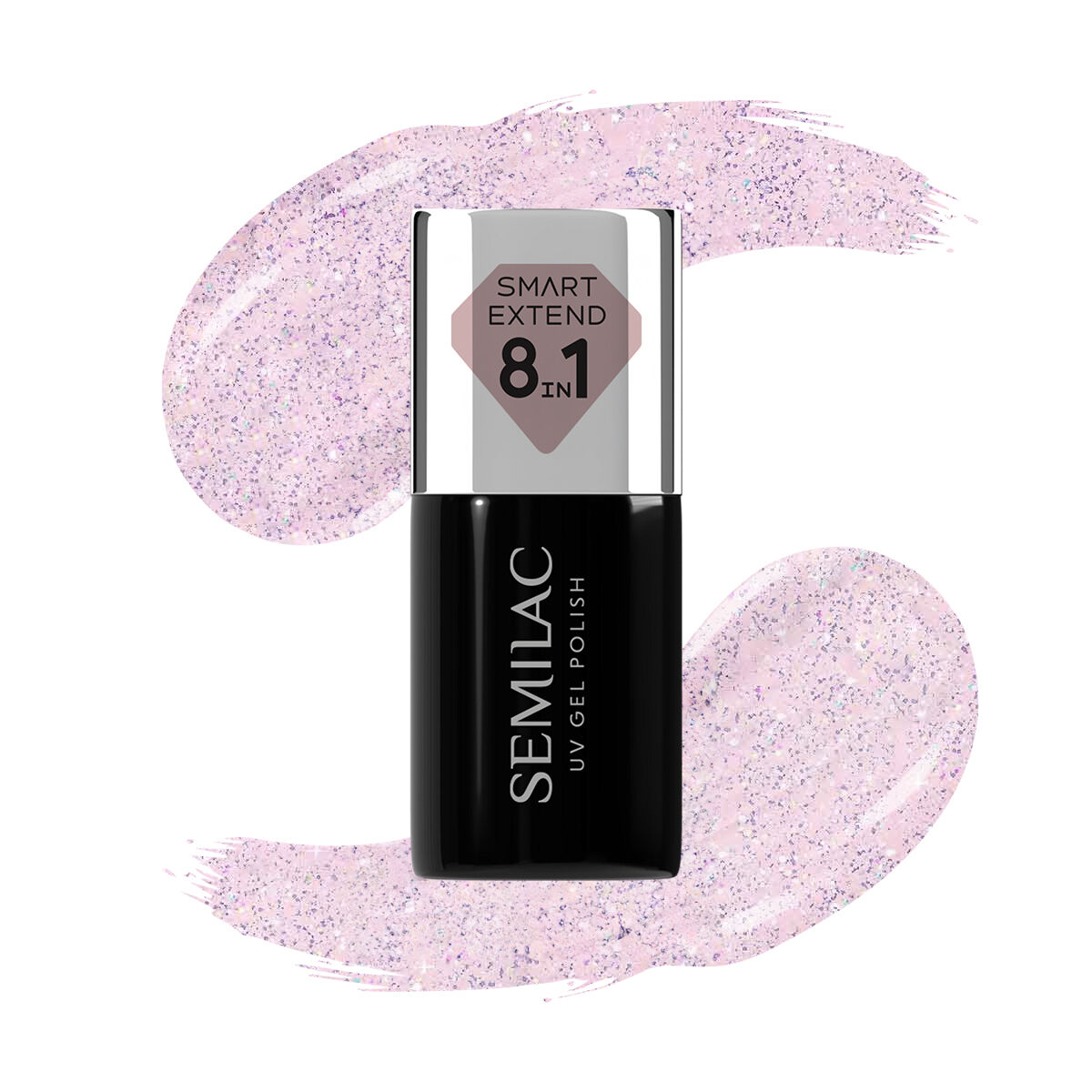 Semilac Smart Extend 8in1 Hybrid Varnish 806 Glitter Delicate Pink
