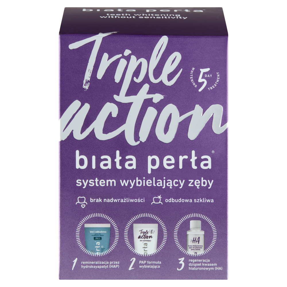 Kit de albire a dinților cu acțiune triplă White Pearl