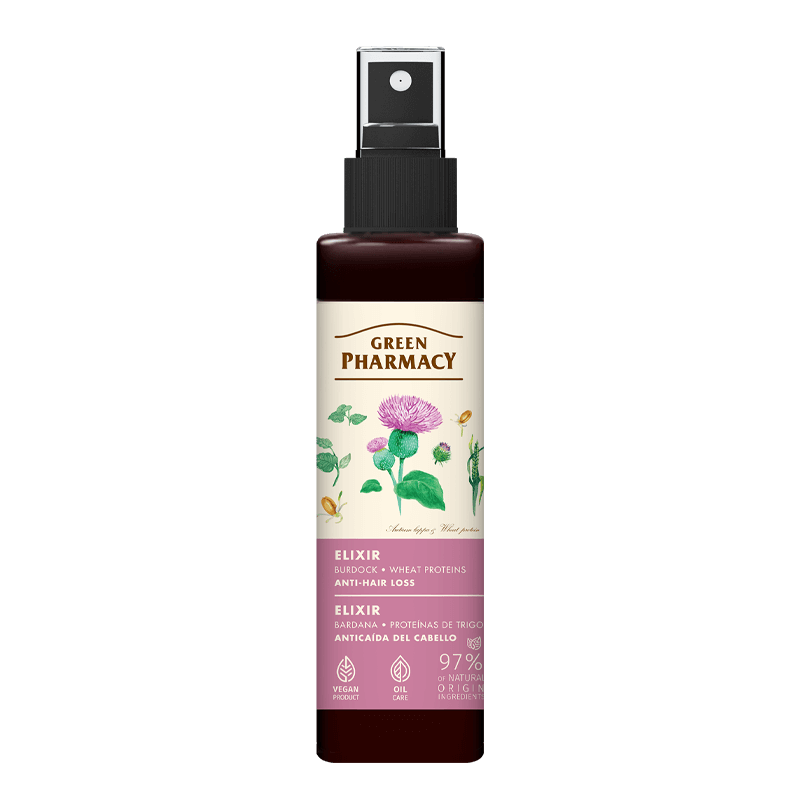 Farmacie verde Elixir împotriva căderii părului Brusture 150ml