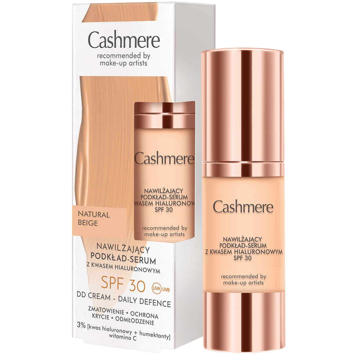 Fond de ten hidratant Cashmere-Serum SPF30 Bej natural 30ml