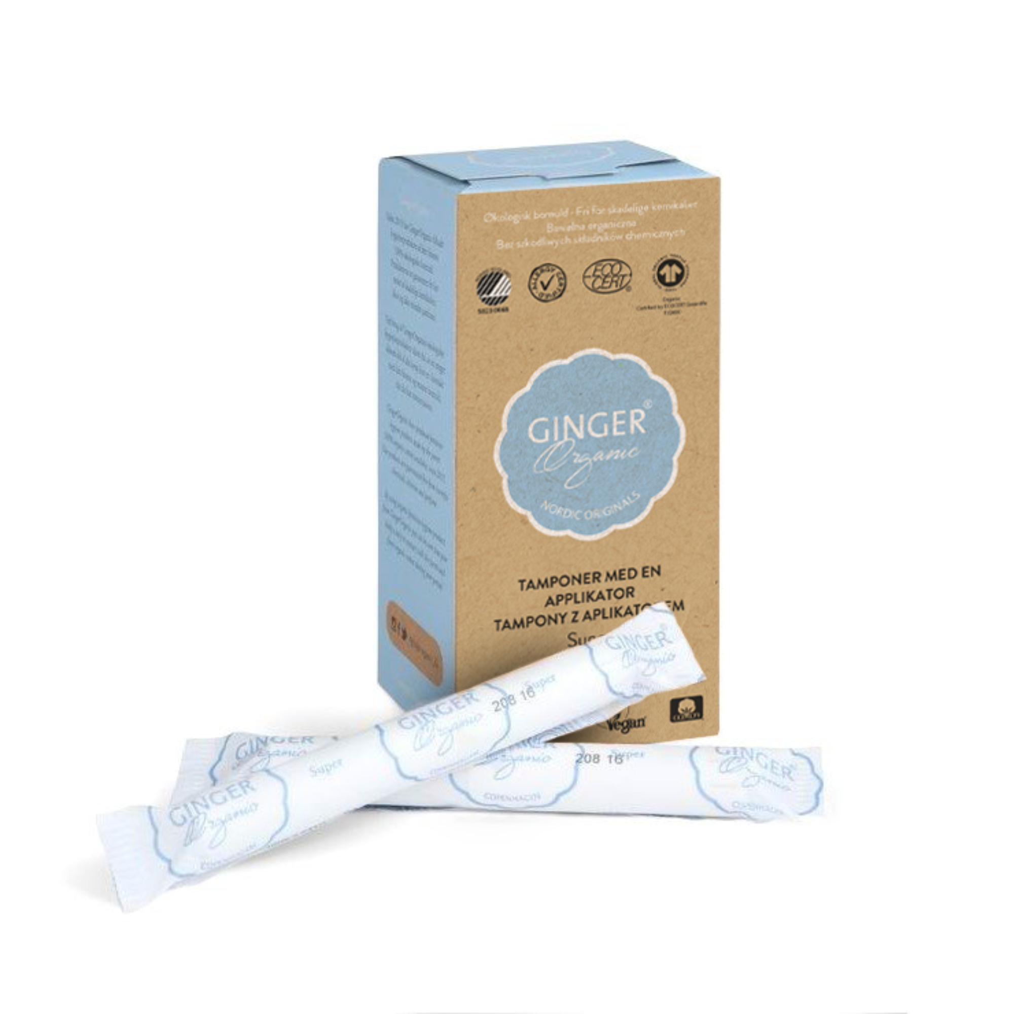 Tampoane organice Ginger cu aplicator Super 12 bucăți