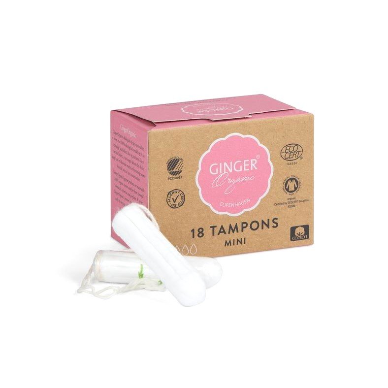 Tampoane organice Ginger fără aplicator Mini 18 buc