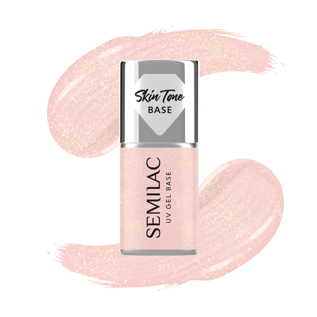 Semilac Skin Tone Cover Base Glitter Peach