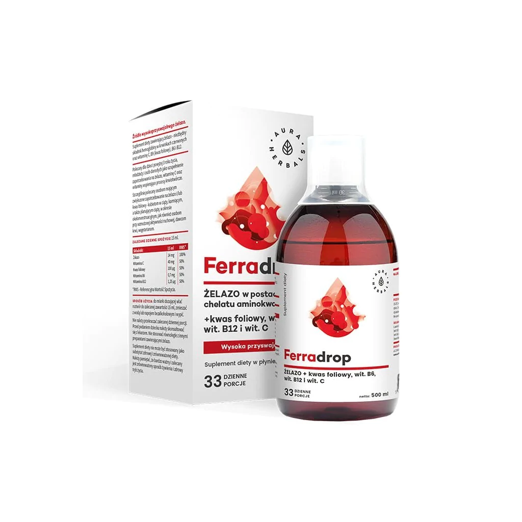 Aura Herbals Ferradrop Ferradrop Liquid Iron + Acid folic Supliment alimentar 500ml