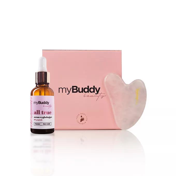 Kit de masaj facial myBuddy - Gua sha + ser peptidic