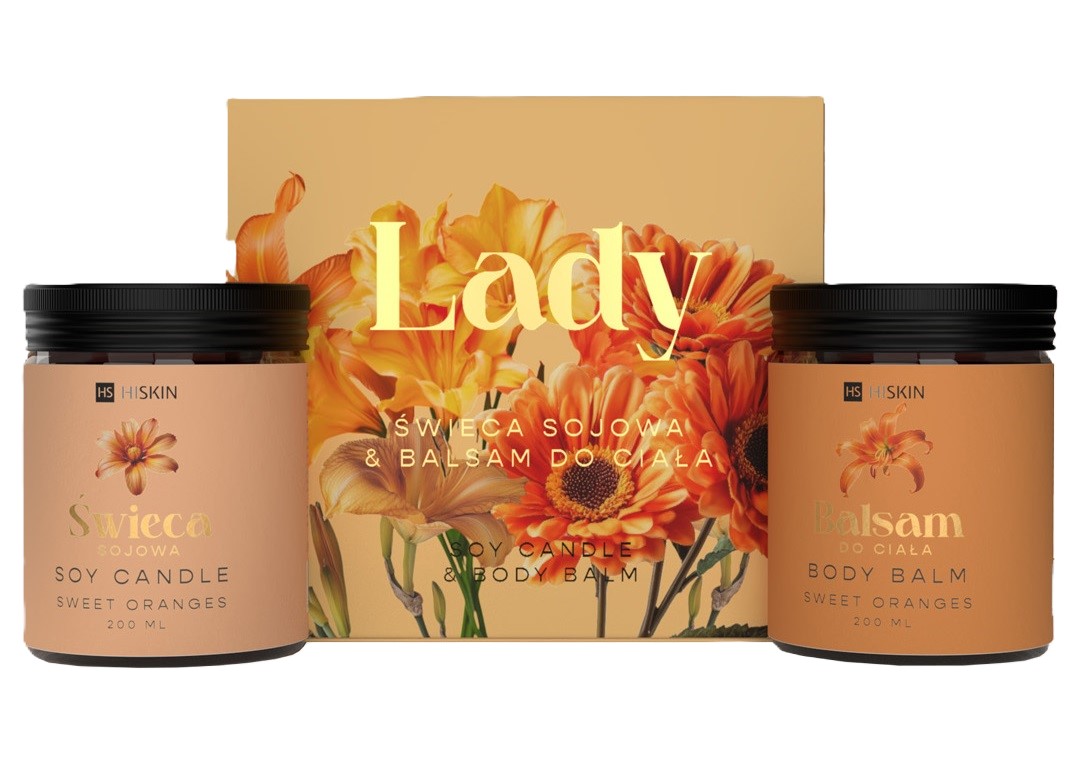 HISKIN Lady Sweet Orange Soy Candle + Body Lotion Set