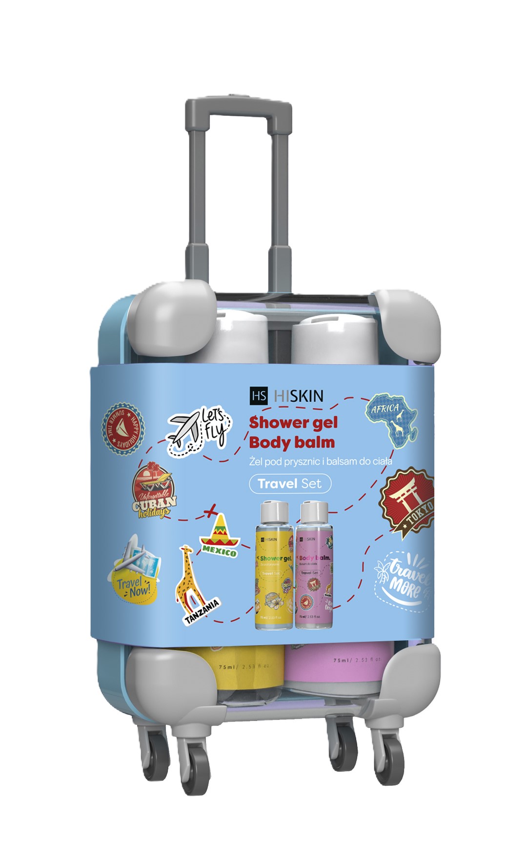HISKIN Suitcase Set Gel de duș + Loțiune de corp Travel Size
