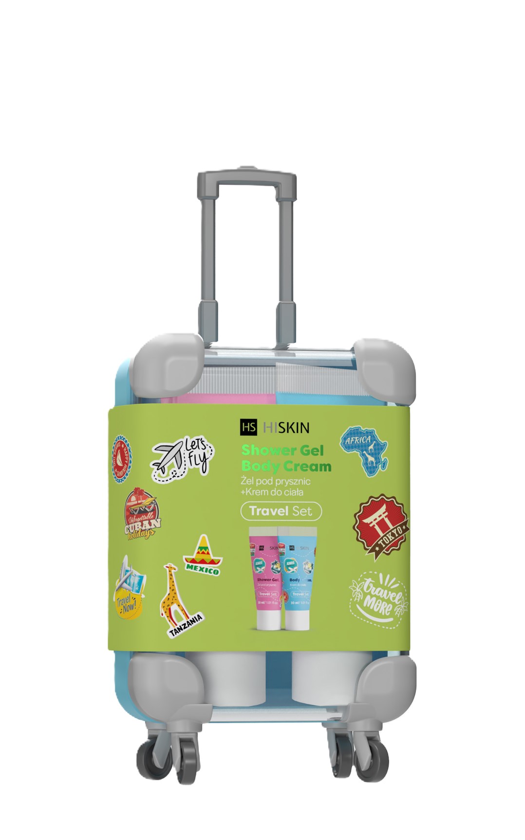 HISKIN Mini gel de duș + set de cremă de corp într-o valiză