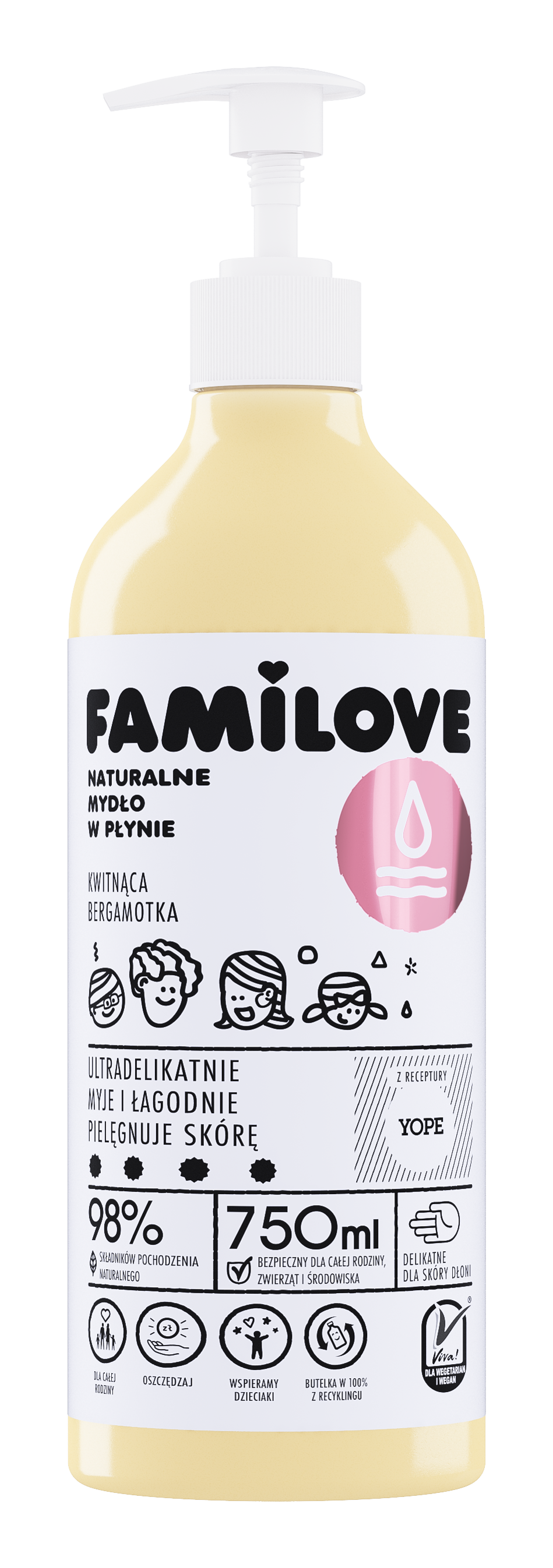 Yope Familove Natural Bergamot Blossom Săpun lichid 750ml